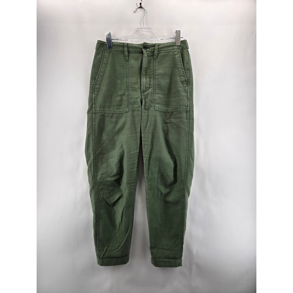Madewell Womens‎ Tall 27 High Rise Fatigue Pants Military Green Utility Tapered